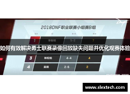 如何有效解决勇士联赛录像回放缺失问题并优化观赛体验 如何有效解决勇士联赛录像回放缺失问题并优化观赛体验